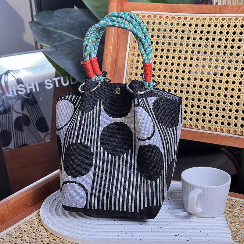 Market general knitted ring buckle bag portable work out large capacity handbag commuting small square bag storage bag