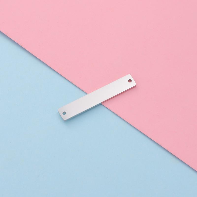 

Прямоугольная геометрическая бирка из нержавеющей стали с двумя отверстиями - гравируемая, глянцевая отделка, 1,5x6x35 мм 1.5*6*35mm