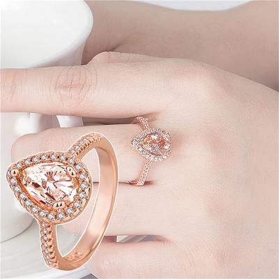 Women's Diamond Ring Gold Diamond Pear Shape Promise Rings Size 5-10