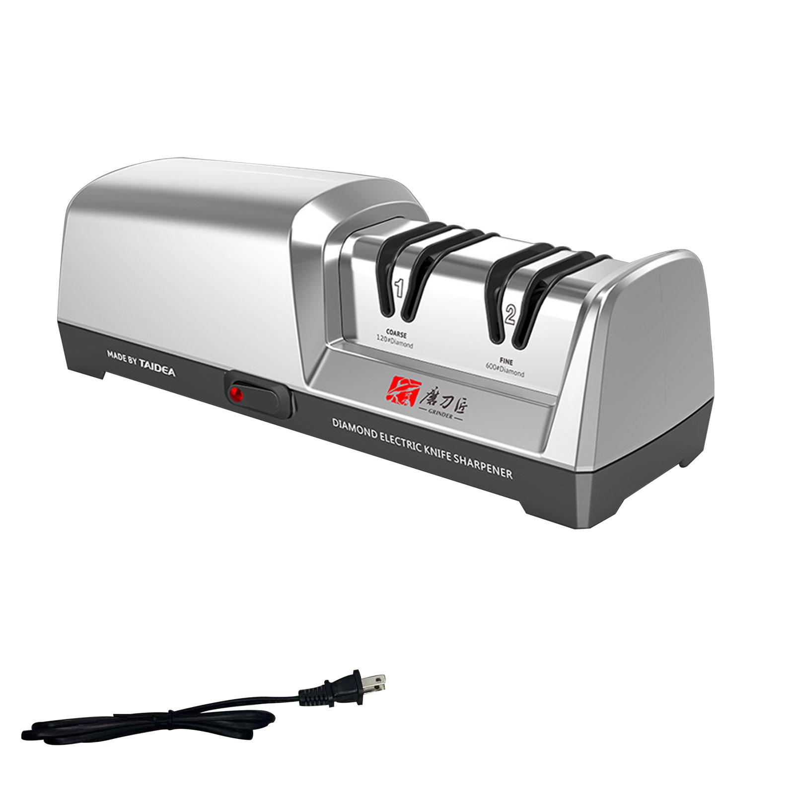 2 Stage Electric Knife Sharpener 20 Degree Straight Edge for Kitchen Knife Sharpening and Polishing