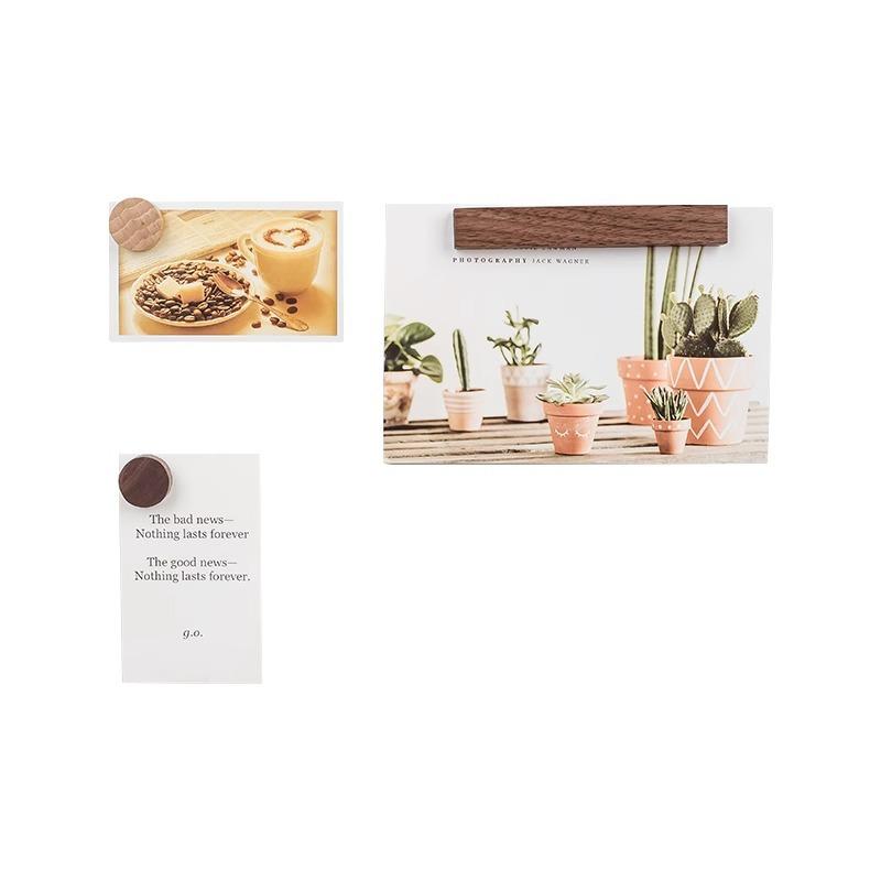 Magnetic refrigerator magnet message board magnetic decoration solid wood simple creative Japanese handmade literary home