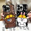 Cartoon Bear B-Browns C-Conys Plating Phone Case For Iphone 16 17 Pro Max Air 16E 14 15 Plus 12 13 Mini Anti-Fall Airabag Cover
