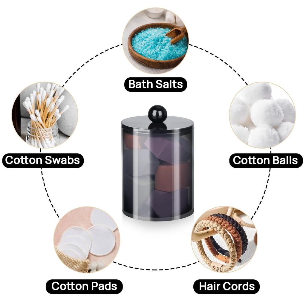 Qtip Holder-10 oz, Qtip Holder Dispenser for Bathroom Canister Storage Organization, Vanity Makeup Organizer, for Cotton Ball