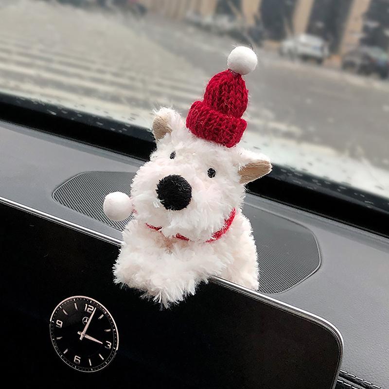 Cute Puppy Car Windshield Wiper Decorations Interior Plush Doll Creative Gift Shoulder Pads Car Interior Decoration Accessories