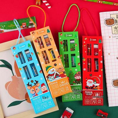 Kinder Weihnachts-Handtasche 5-teiliges Schreibwarenset - Ideales Weihnachtsgeschenk für Schüler