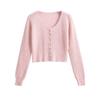 Soft Knit Cardigan Women U-Neck Short Cropped Sweater With Pearl Buttons Mohair Blend