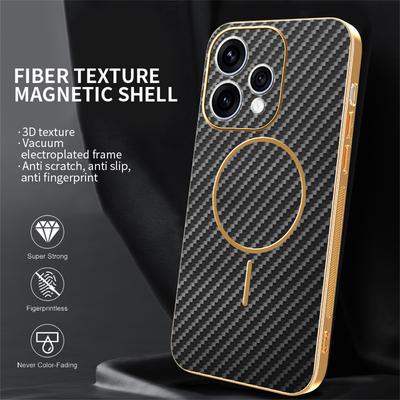 Coque de téléphone pour Oppo Reno15 5G (Global) / 15c 5G (Chine) Coque arrière de téléphone en TPU plaqué électrolytiquement à texture fibre de carbone