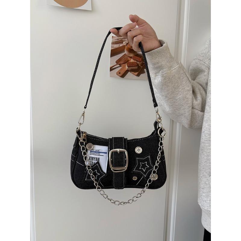 Okseltas, Trendy en Niche Design, Halvemaantas, Canvas Handtas, Kettingtas