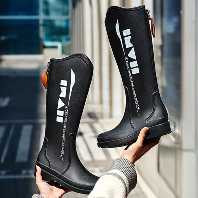 New printed high rain boots women's waterproof outdoor water boots wear-resistant outer rubber shoes kitchen work sleeve women's shoes