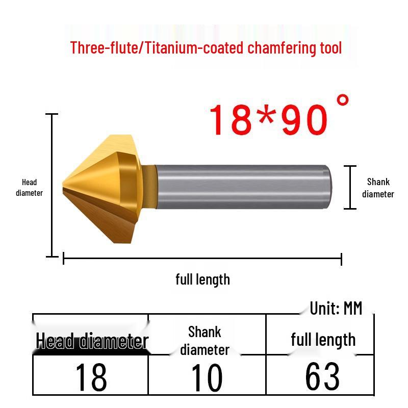Cobalt Titanium-Plated Chamfering Drill for Stainless Steel - Single/Triple-Edge Countersink & Deburring Tool.