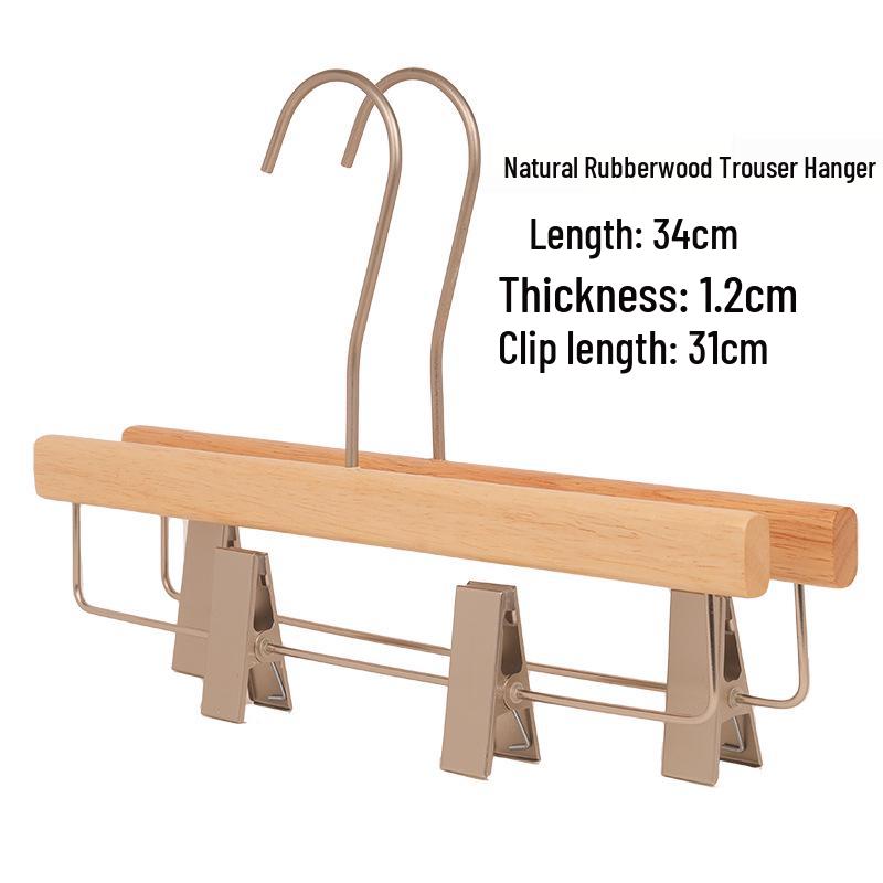New Women's Non-Slip Solid Wood Hangers with Pants Clips