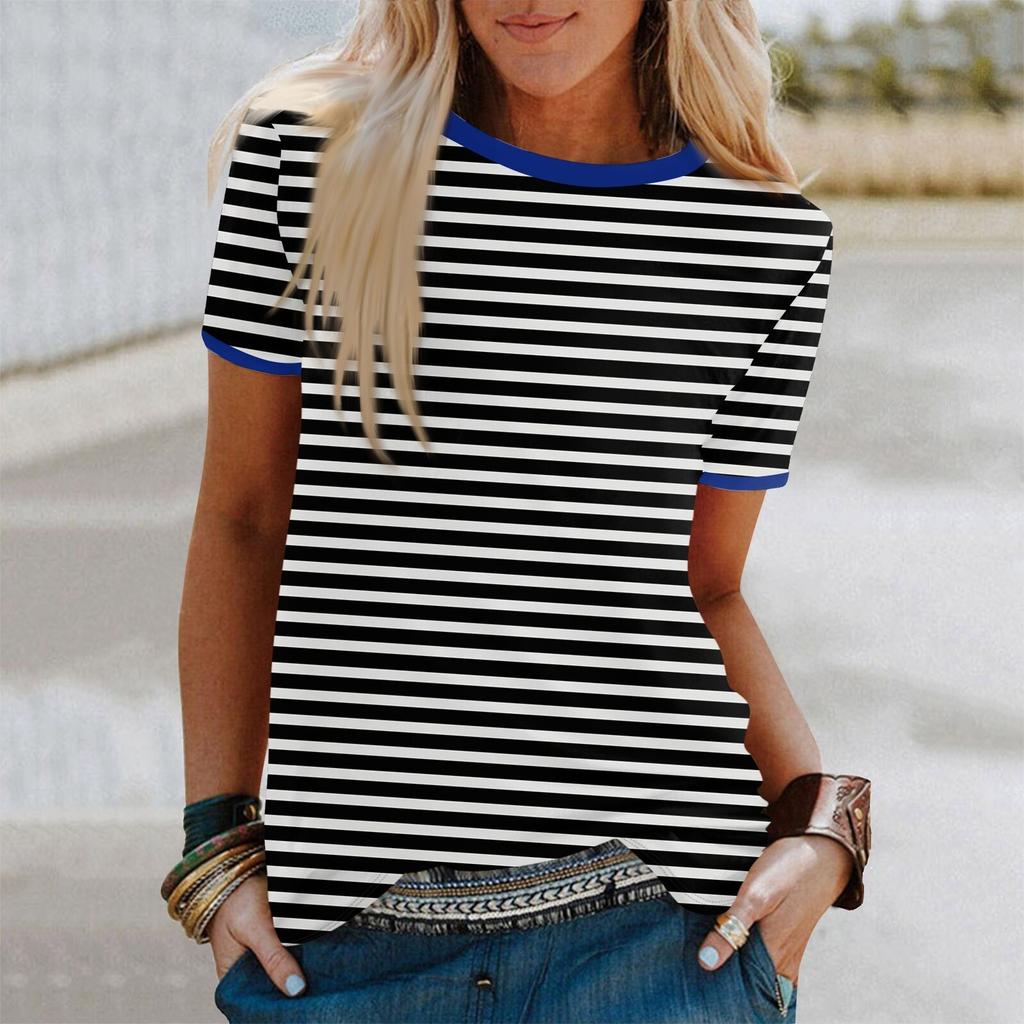 Striped T-Shirt Women Tees 3D Print Short Sleeve Comfortable Sportwear T Shirts