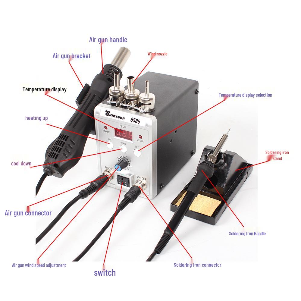 8586 Dual Soldering and Hot Air Gun Station for Mobile Phone Repair