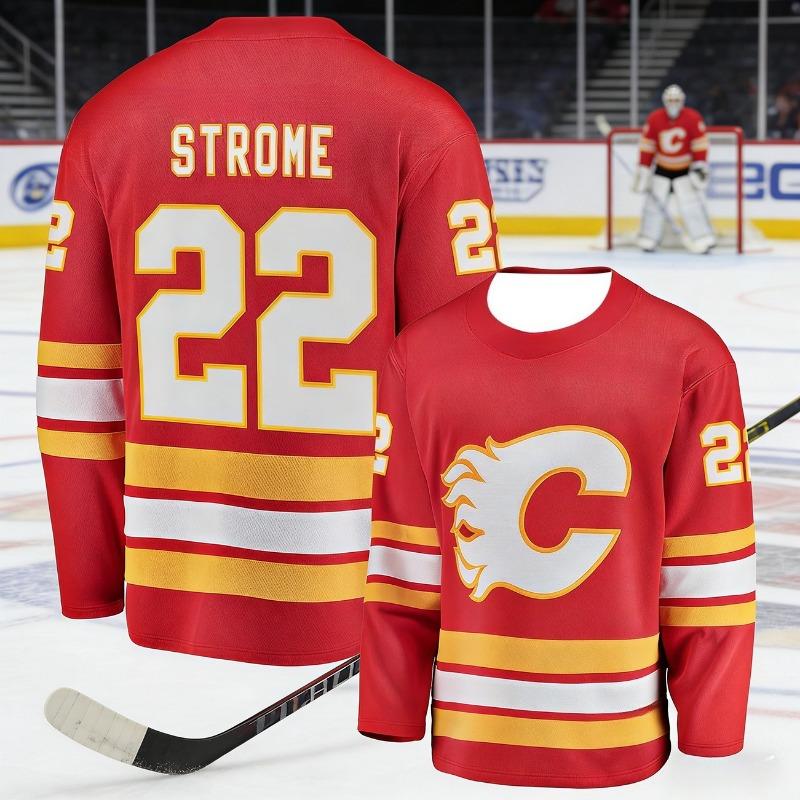 Men's New Model Calgary Men's Ice Hockey Sport Shirt 3D Print Breakthrough Style Red Ball Game Long-Sleeved Shirt Kids
