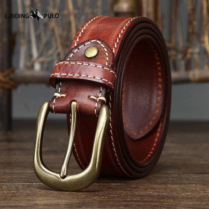 Handmade Vintage Distressed Frosted Leather Pin Buckle Men's Cowhide Belt Men's Casual Belt