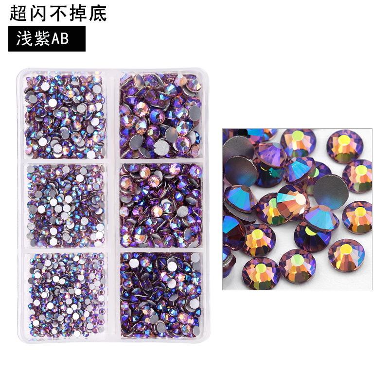 6-Grid Nail Art Diamond Box Ss6-Ss20 Large-Capacity Flat-Bottomed Rhinestone Set Diy Nail Jewelry Sticker Drill 1560 Pcs