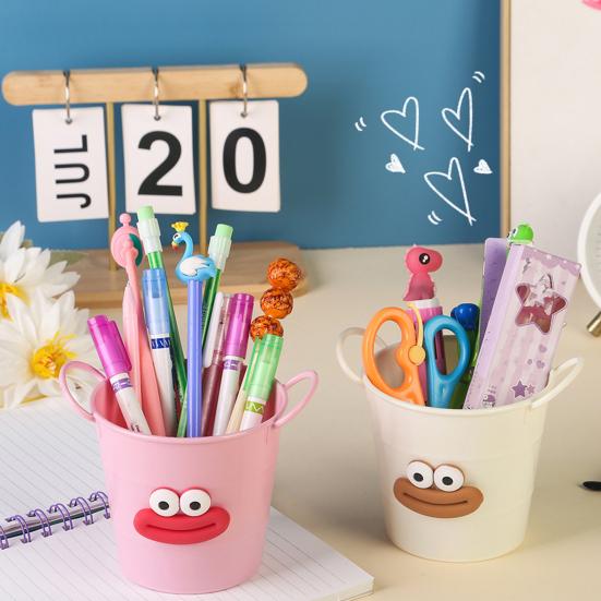 Cartoon Pen Holder Large Capacity Storage Bucket for Pens Pencils Markers Crayons Desktop Storage Box Organizer for Home Office