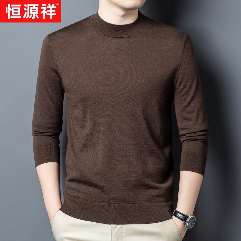 Hengyuanxiang Men's 100% Pure Wool Round Neck Thin Sweater