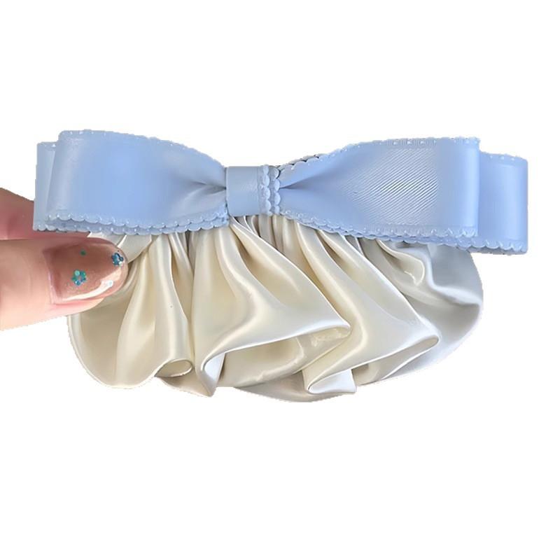 Bow Hair Clip, Women's Top Clip, Milk Silk Fabric, Back of The Head, Pleated and Versatile Hair Accessory