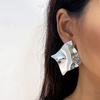 Big Golden Clip on Earrings for Women Metal Geometric Asymmetric Non Pierced Statement Earrings Fashion Party Jewelry Gift