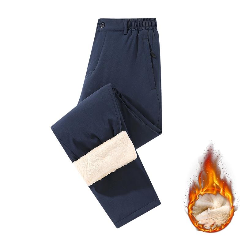 Winter Cashmere Thermal Pants Men's Business Leisure Thick Waterproof Windproof Graphene Material Knee Warm Fleece Pants