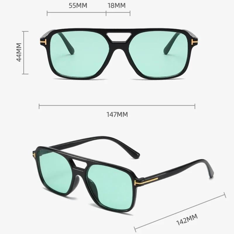 Finished Square Frame Pilot Sunglasses Vintage Double Beam Driving Fishing Adult Sun Eyeglasses Unisex Women Men UV400 Goggles