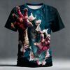 Halloween Men's Skull Optical Illusion 3D T Shirt Short Sleeve T shirt 3D Print Crew Neck Shirt Horror Club Party Streetwear