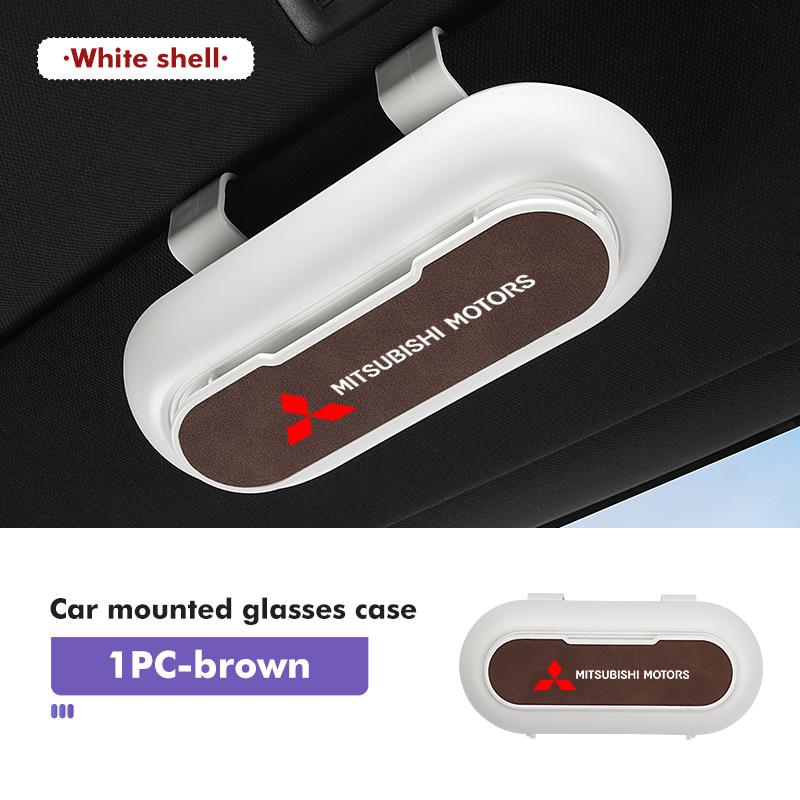 For Mitsubishi Car Logo Suede Mounted Sun Visor Glasses Case Sunglasses Organizer Box Outlander Pajero Sport Lancer EX ASX L200