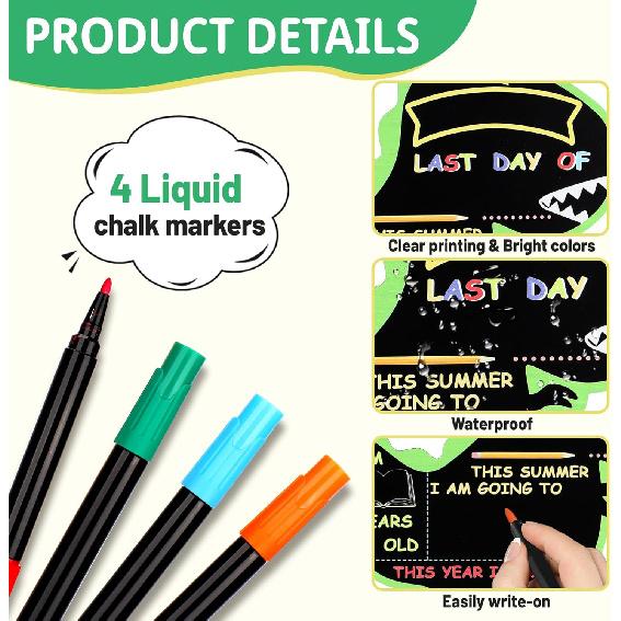 First and Last Day of School Chalkboard Sign with 4 Chalk Markers -12''×11'' Double Sided Back To School Sign Photo Prop for Preschool Kindergarten