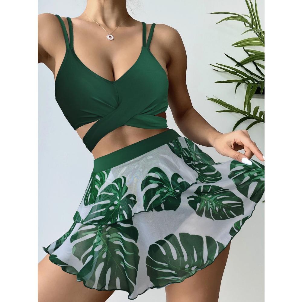 

Женское бикини, сексуальный купальный костюм с высокой талией, пляжный купальник, женский летний купальник XL зелёный