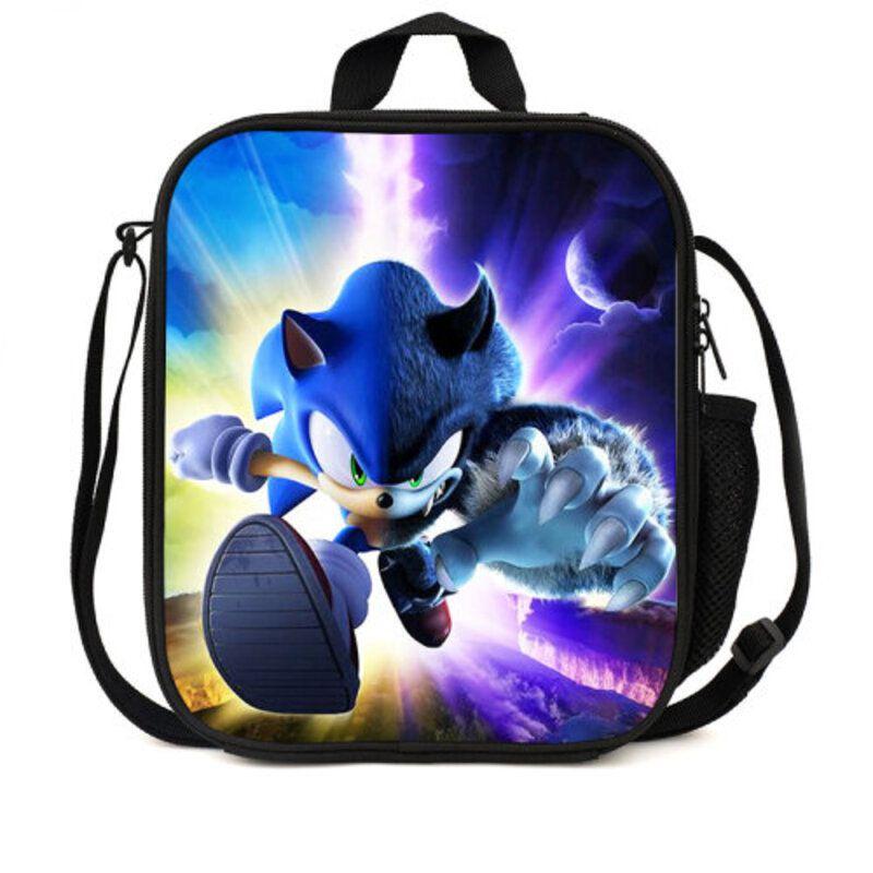 Sonic Hedgehog Lunch Box Bag Stylish Shoulder Bag For Kids Adults Large Capacity Travel Bag