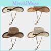 Western Cowboy Hat With Wide Brim Breathable Straw Sun Protection For Outdoor Travel