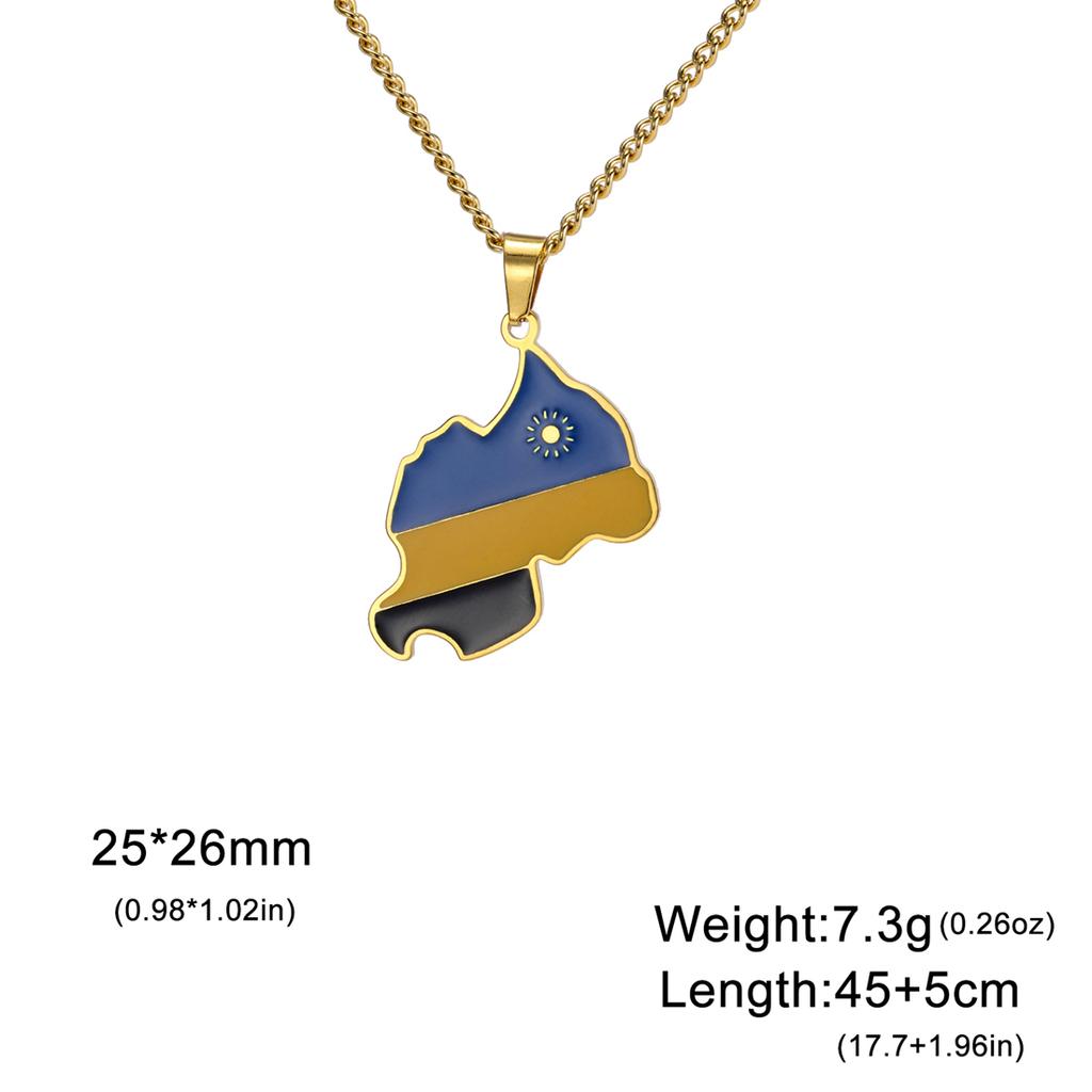 EUEAVAN Stainless Steel African Map Necklace Cameroon Rwanda Congo Berber Somalia Ghana Botswana Tanzania Flag Patriotic Jewelry