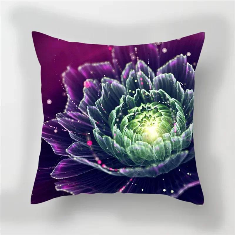 Home Decoration Pillow Case Contrast Flower Print Cushion Cover Car Office Gradient