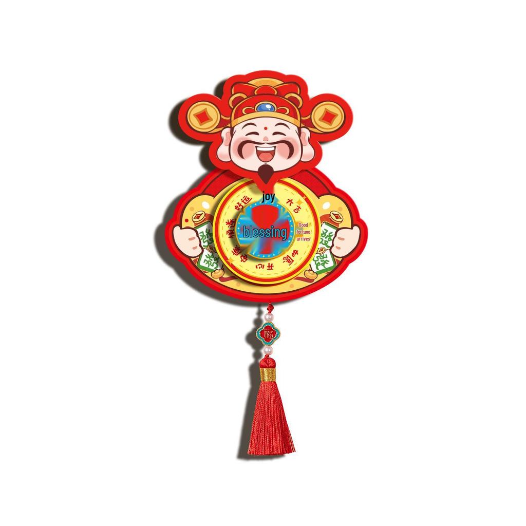 2026 Chinese Style God of Wealth Magnetic Rotating New Year Refrigerator Sticker Decoration