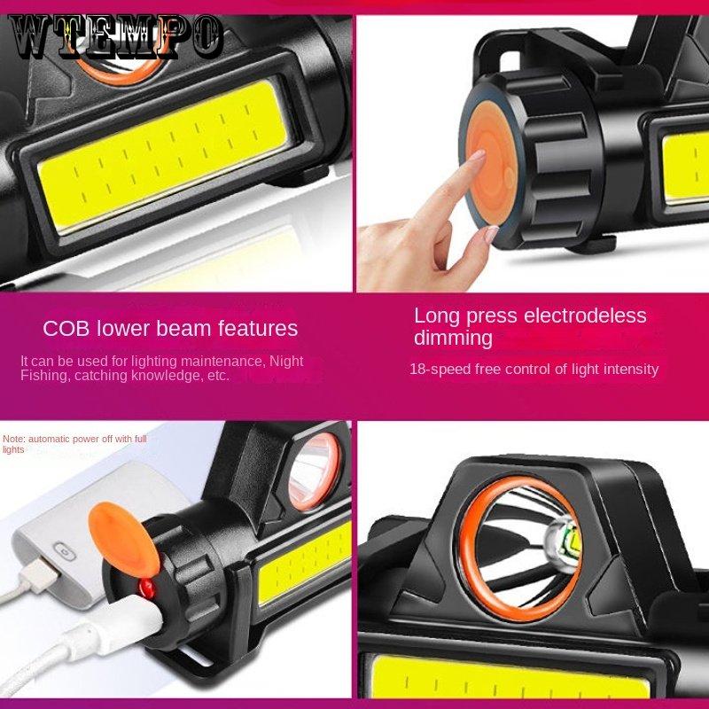 LED Strong Light Headlamp Cob Headwear Outdoor Night Fishing Light Magnet Work Light Mining Light Waterproof Torch