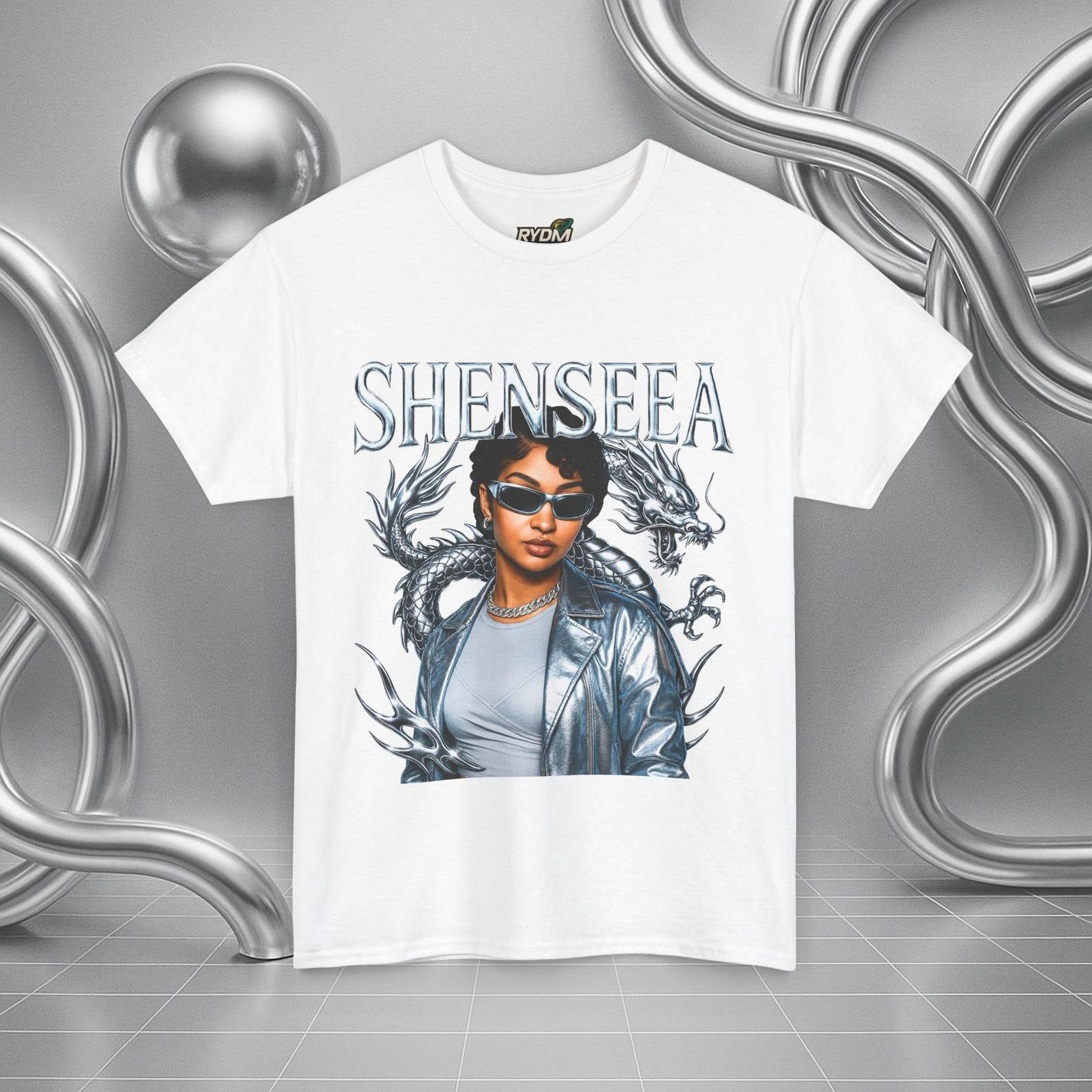 Футболка Shenseea Y2K с драконом Хромированная уличная одежда Графическая футболка 2000-е Музыка Dancehall XL