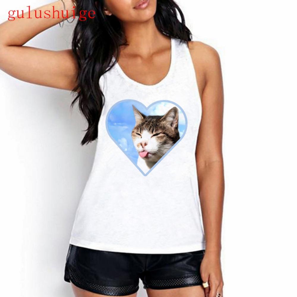 Sweet Girls Tank Top Funny Cat T Shirt Women Vest Women Shirt Ulzzang T-shirt 90s Tshirt Top Tee Female Shirt