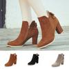Luxurious Leather Winter Shoes For Women And Girls With Thick High Heels