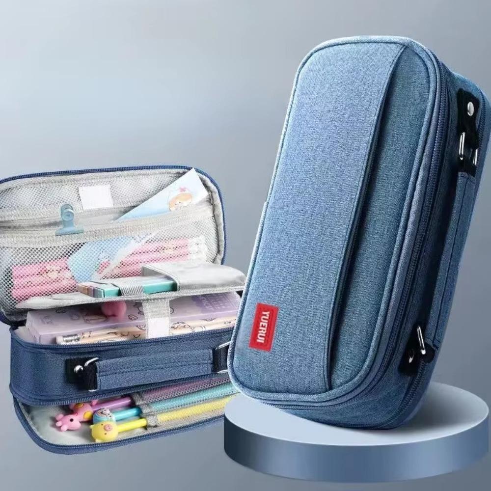 Multi Layer Partition Stationery Bag Large Capacity Pen Bag Simple Pencil Case