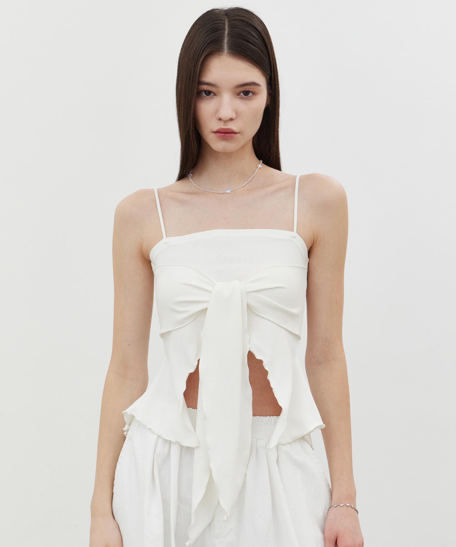 Itove Seoul Ribbon Flare Top Light Gray/Free