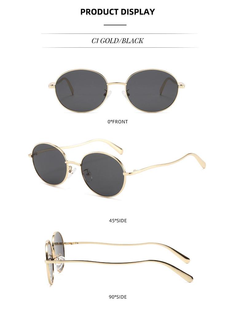 2026 European & American Style Unisex Round Frame Sunglasses - Trendy Metal Design