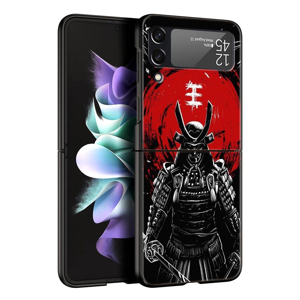 Phone Case for Samsung Galaxy Z Flip 3 4 5 6 7 Folding Shell For Samsung Z Flip4 Flip5 PC Hard Cover Japanese Bushido Samurai