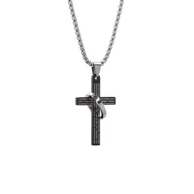 Letter Cross Ring Stainless Steel Necklace Stainless Steel Hip Hop Punk Long Necklace Sweater Chain for Men and Women. Men Cross Pendant Necklace