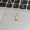 Nickel Silver & Gold-Plated Pearl Pea Necklace - Versatile French Clavicle Chain with Gold Pendant for Fashionable Sweaters