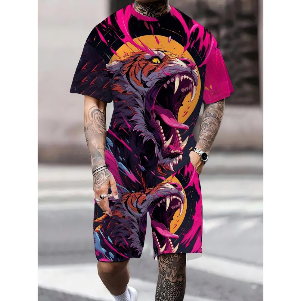 Sommer Täglich Lässig Herren T-Shirt und Shorts Set, Urbane Street Fashion Herren Kurzarm Outdoor Sportshorts