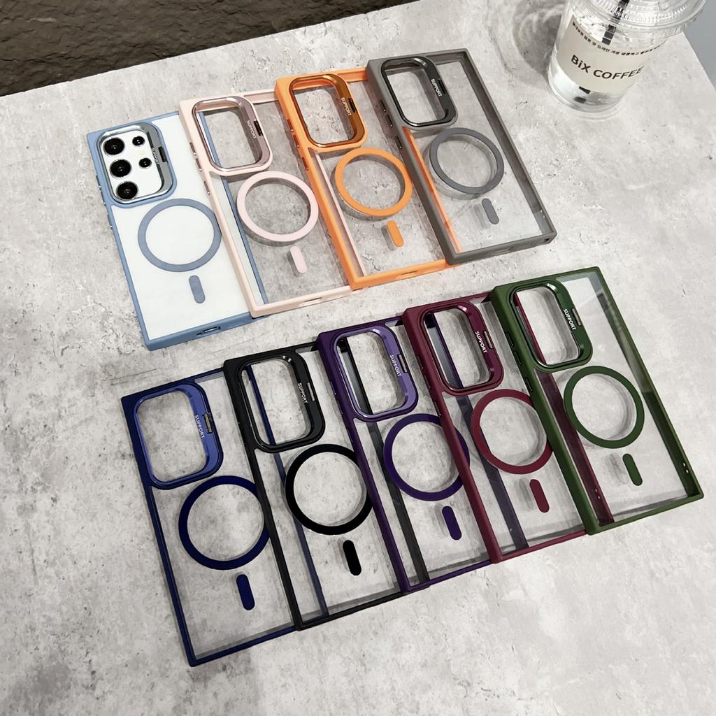 Applicable to Samsung S26ULTRA magnetic mobile phone case metal invisible U1 bracket S24FE transparent magnetic protective case