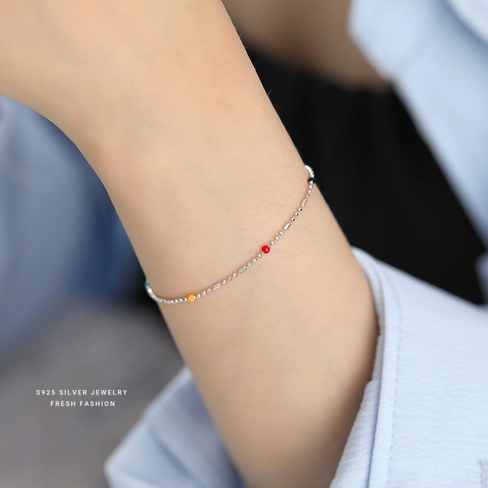 Korean Style S925 Sterling Silver Dopamine Color Minimalist Bracelet