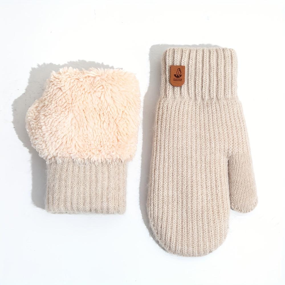 Winter Cold-Proof Fleece Gloves - Cute Fleece Full-Finger Knitted Gloves, Thickened Double-Layer Cold-Proof and Warm Gloves