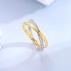 Original 925 Sterling Silver Gold Cross Ring Size 6-9 Ring Simple Line Design For Women Men Engagement Wedding Gift